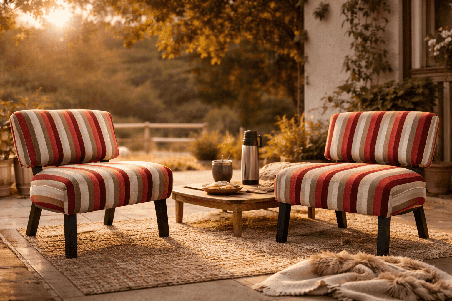 Sillas materas de madera, banquitos y sillones para el hogar y patio interno